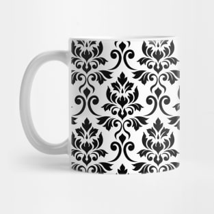 Feuille Damask Black on White Pattern Mug